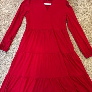 Chic Long Sleeve Red Dress